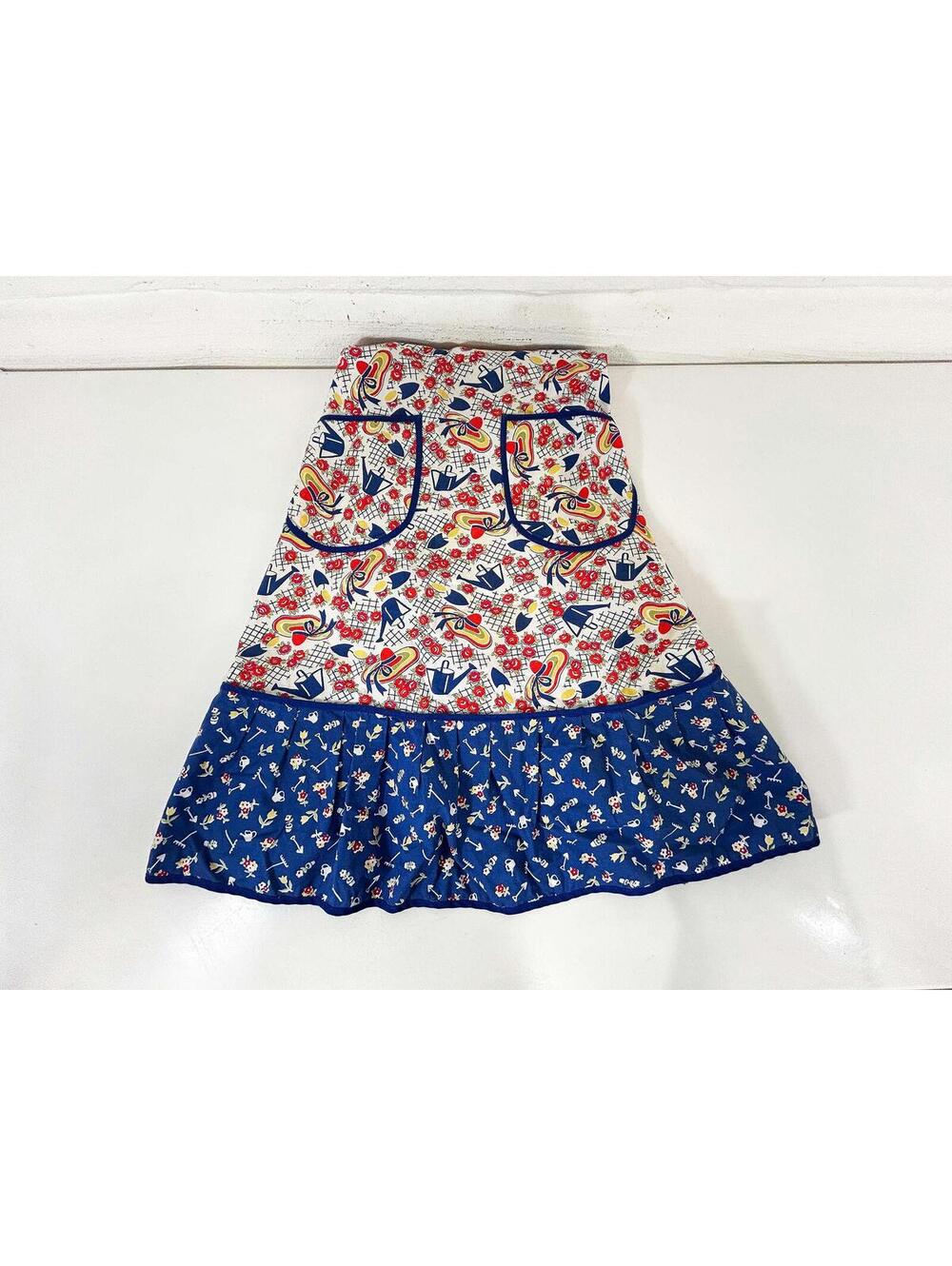 Cotton Apron Country Farmhouse Full Length 1980s Kitchen Blue Gardening Garden